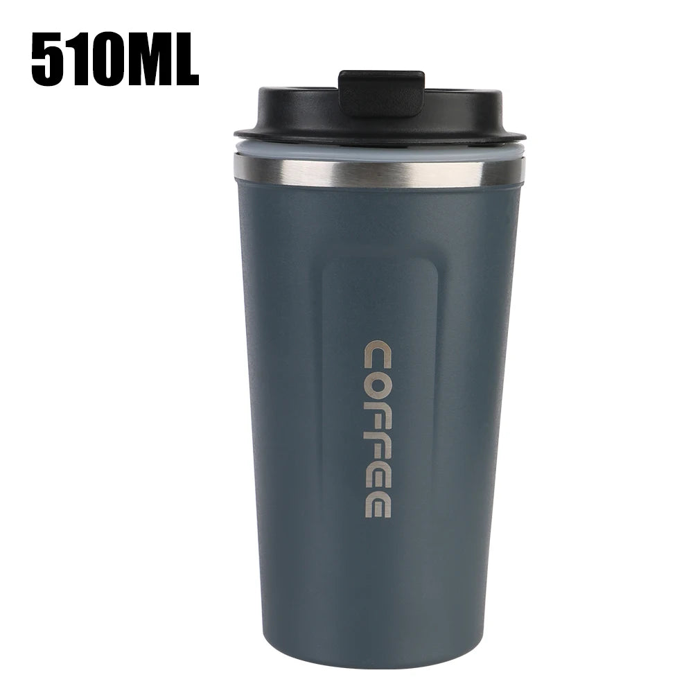 Car Coffee Mug - 380ml & 510ml Leak-Proof Thermos Travel Cup, Double-Wall Stainless Steel Vacuum Mug