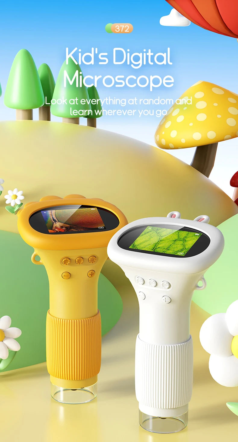 Kids Microscope 1000x Magnification 200MP With LED Light – Educational Science Toy for Children, Photo & Video Function