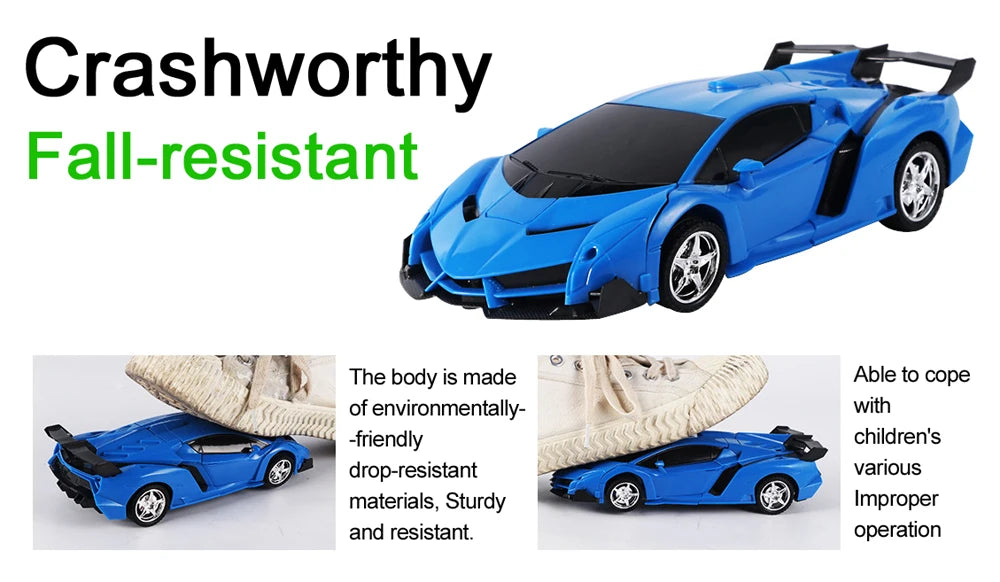 2-in-1 Transforming RC Car Robot – Electric Remote Control Sports Vehicle Toy for Kids