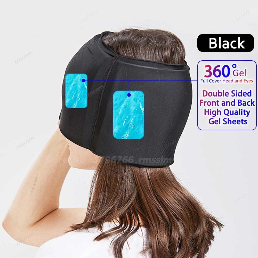 Gel Ice Migraine Relief Cap – Cold Compress Therapy Head Wrap & Eye Mask for Headache and Pressure Pain Relief