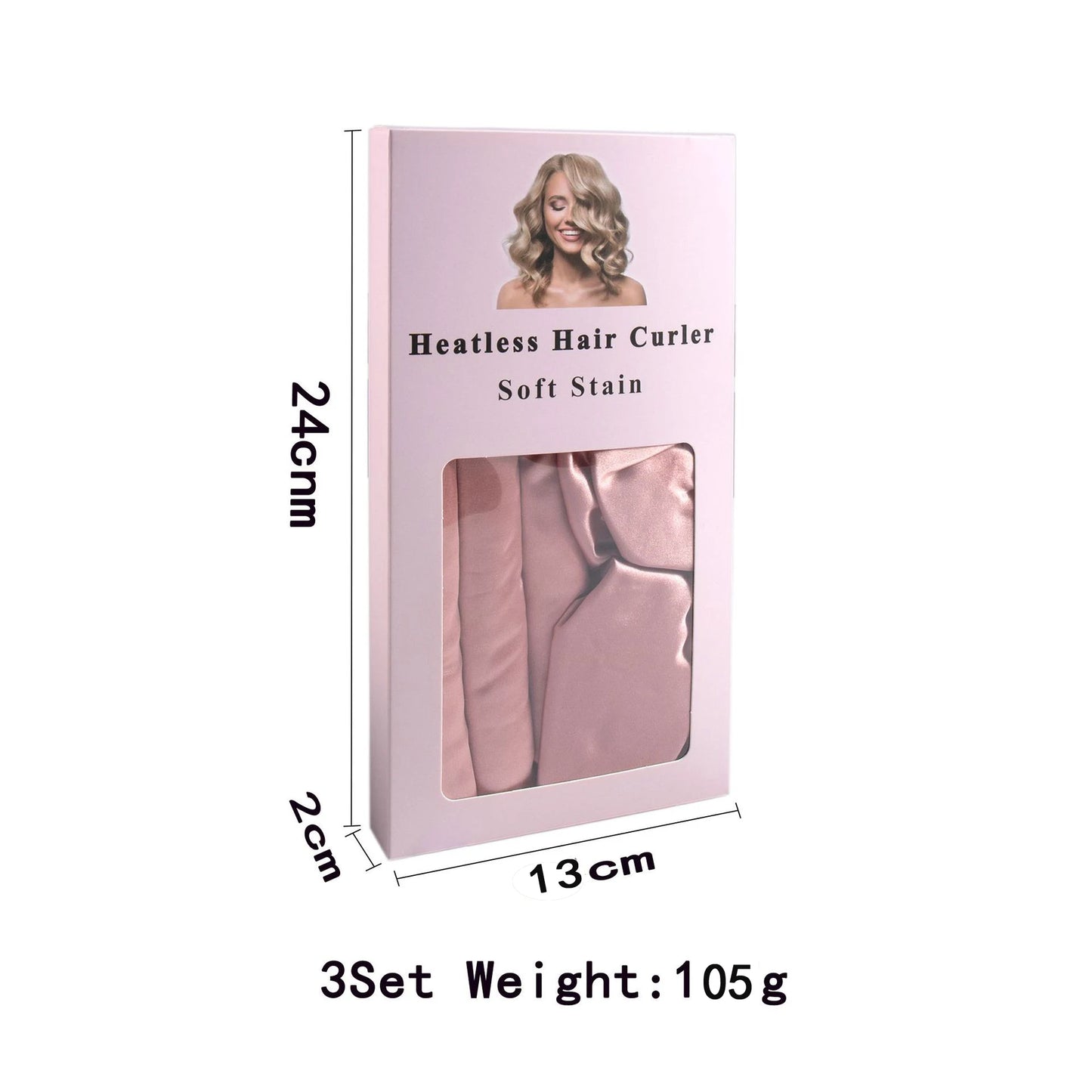 3-Piece Satin Heatless Curling Rod Set – Soft Overnight Curling Headband with Hair Caps for Long Hair