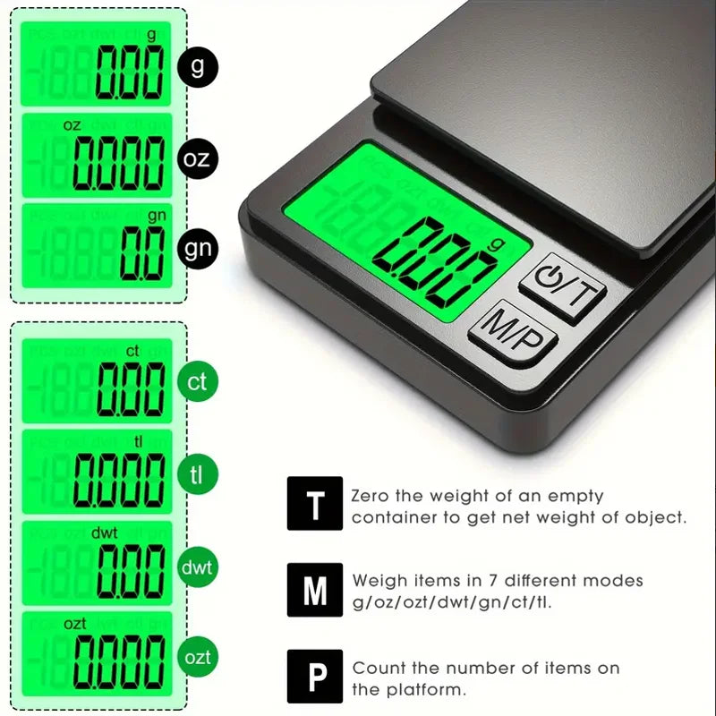 Precision Pocket Scale 1000g x 0.1g – Digital Gram Food & Jewelry Scale with LCD