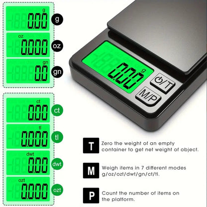 Precision Pocket Scale 1000g x 0.1g – Digital Gram Food & Jewelry Scale with LCD