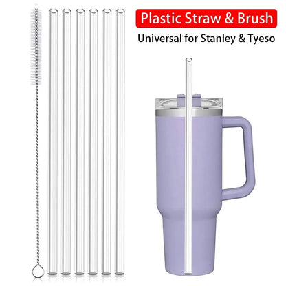 9mm Replacement Drinking Straws – Straight Vacuum Tumbler & Thermos Bottle Straws with Cleaning Brush, Fits Stanley 18–40oz
