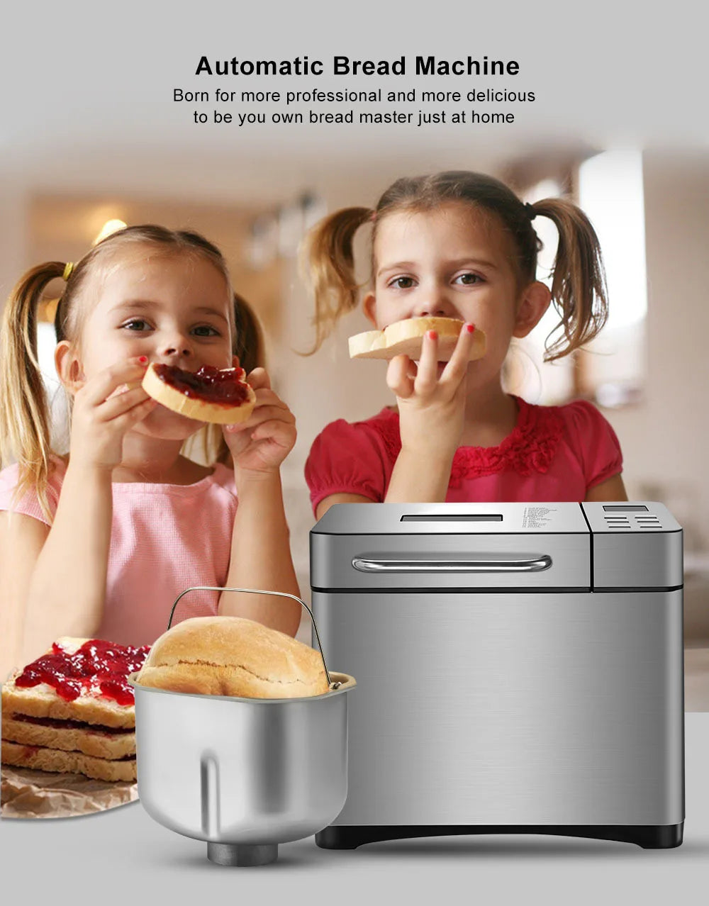 Multi-Functional Automatic Bread Maker – 17 Menus, Dough Mixing, Fermentation, Timer & Keep Warm