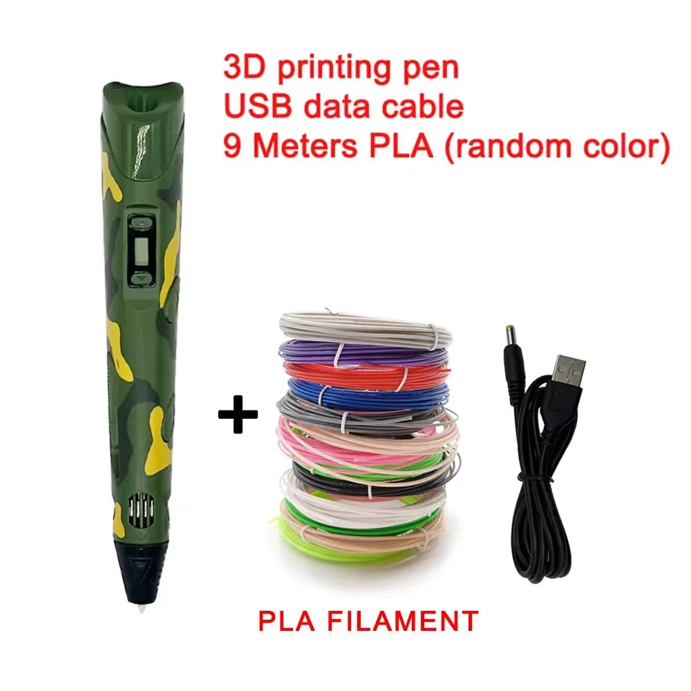 3D Printing Pen with 9M PLA Filament – High-Temperature 3D Drawing & Graffiti Tool for Kids, Creative Toy Gift