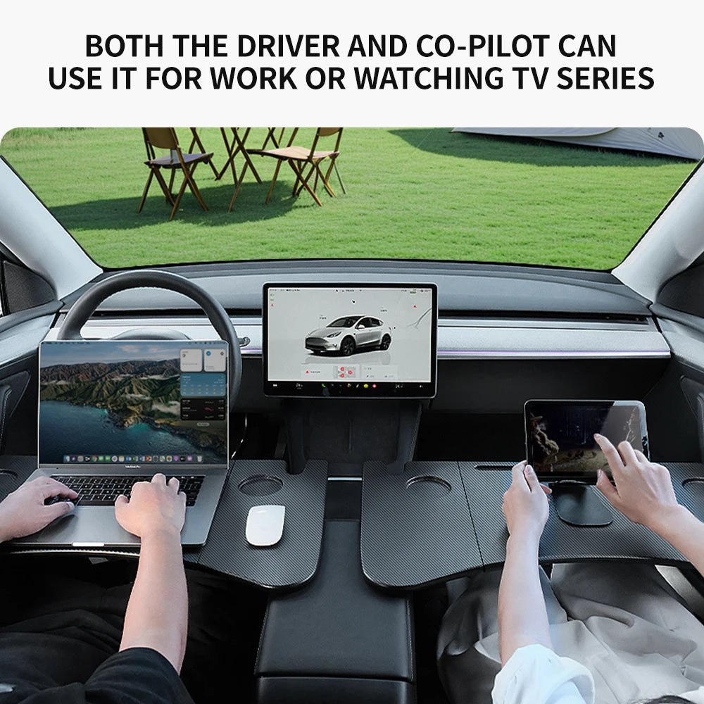 YZ Portable Steering Wheel Laptop & Food Tray – Car Desk for Tesla Model S/X/3/Y/Highland Juniper 2018–2025