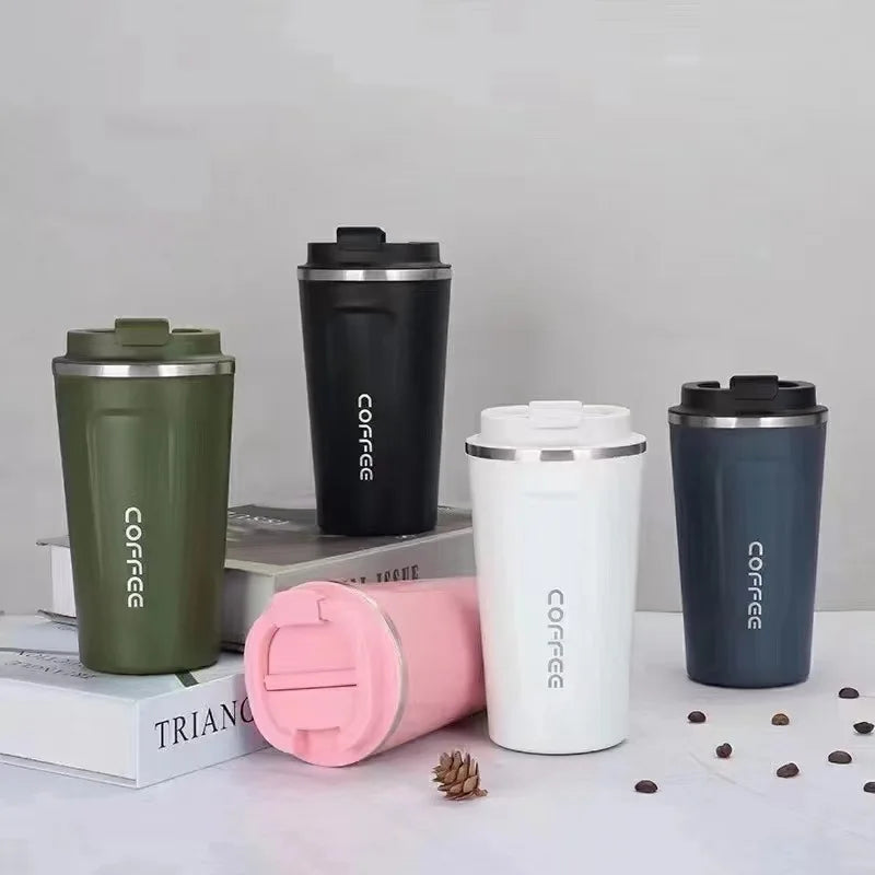 Vacuum Insulated Coffee Mug - 380/510ml Leak-Proof Thermal Travel Cup for Hot Tea, Stainless Steel Thermos