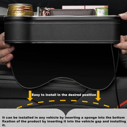 LED Car Seat Gap Organizer with 2 USB Chargers | Storage Box & Cup Holder