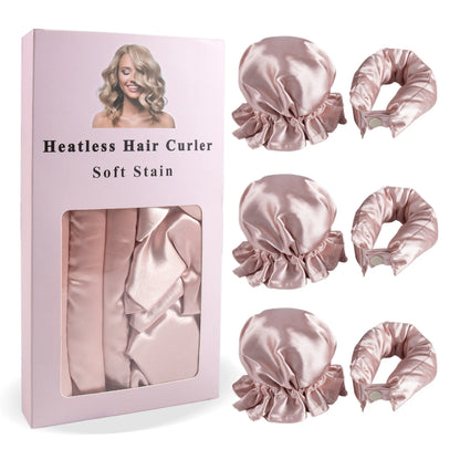 3-Piece Satin Heatless Curling Rod Set – Soft Overnight Curling Headband with Hair Caps for Long Hair