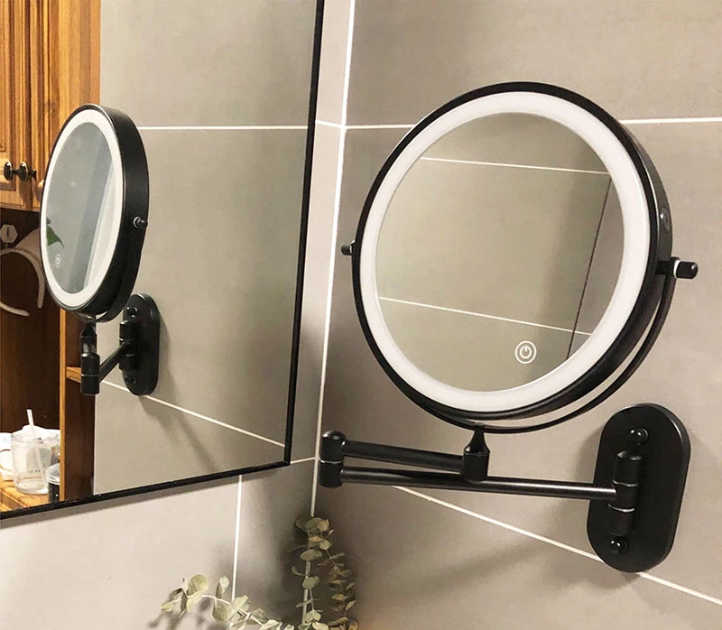 8 inch Makeup Mirror Chrome 3x/5x/7x/10x Magnifying Double Side USB Charging Bathroom 3 color light Smart Cosmetic Mirrors