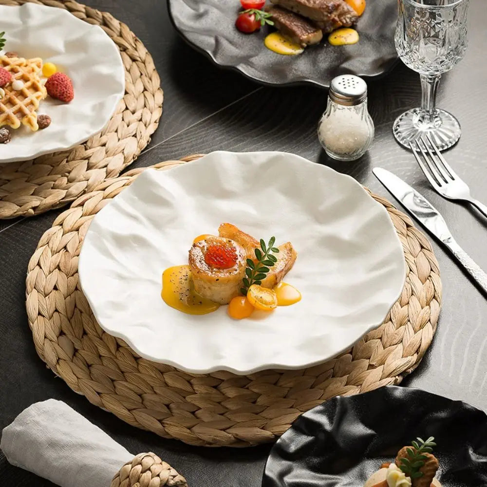 Kitchen Organizer Ceramic Western Cuisine Plate Reusable Creative Storage Dish Multi-Function Steak Plate Commercial