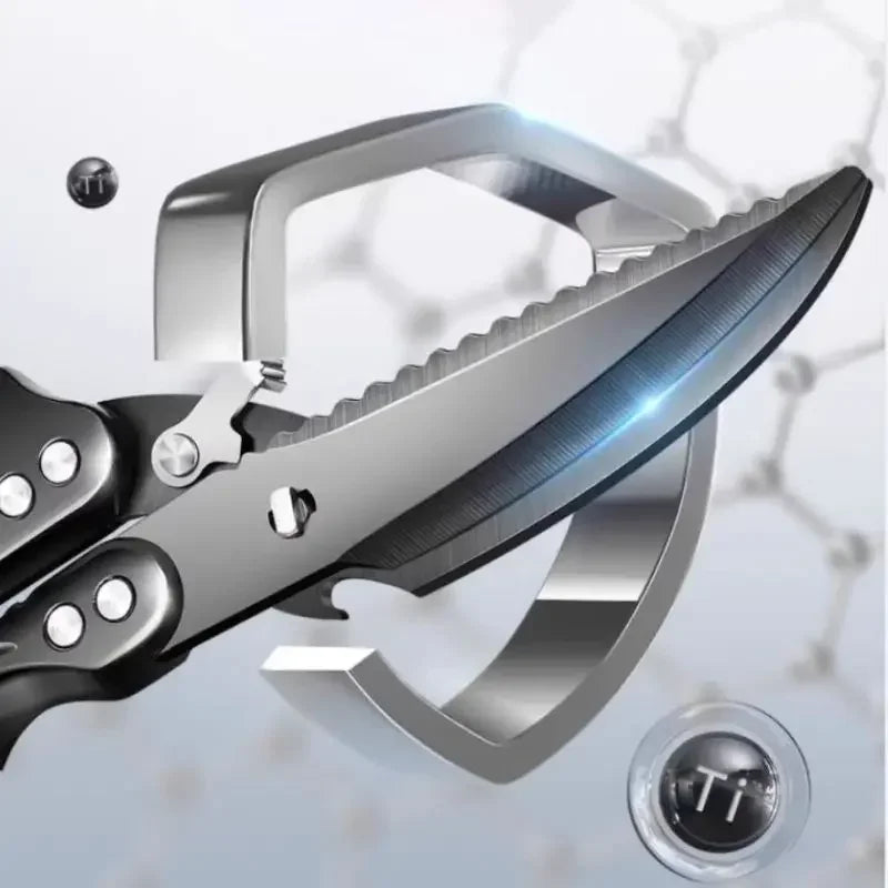 Kitchen scissors Black titanium stainless steel strong chicken bone shears household chicken duck goose bone scissors