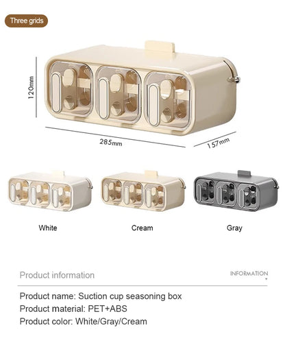 Kitchen Seasoning Jar Household Seasoning Salt Jar Wall Mounted Non Perforated Strong Suction Cup Combination Set