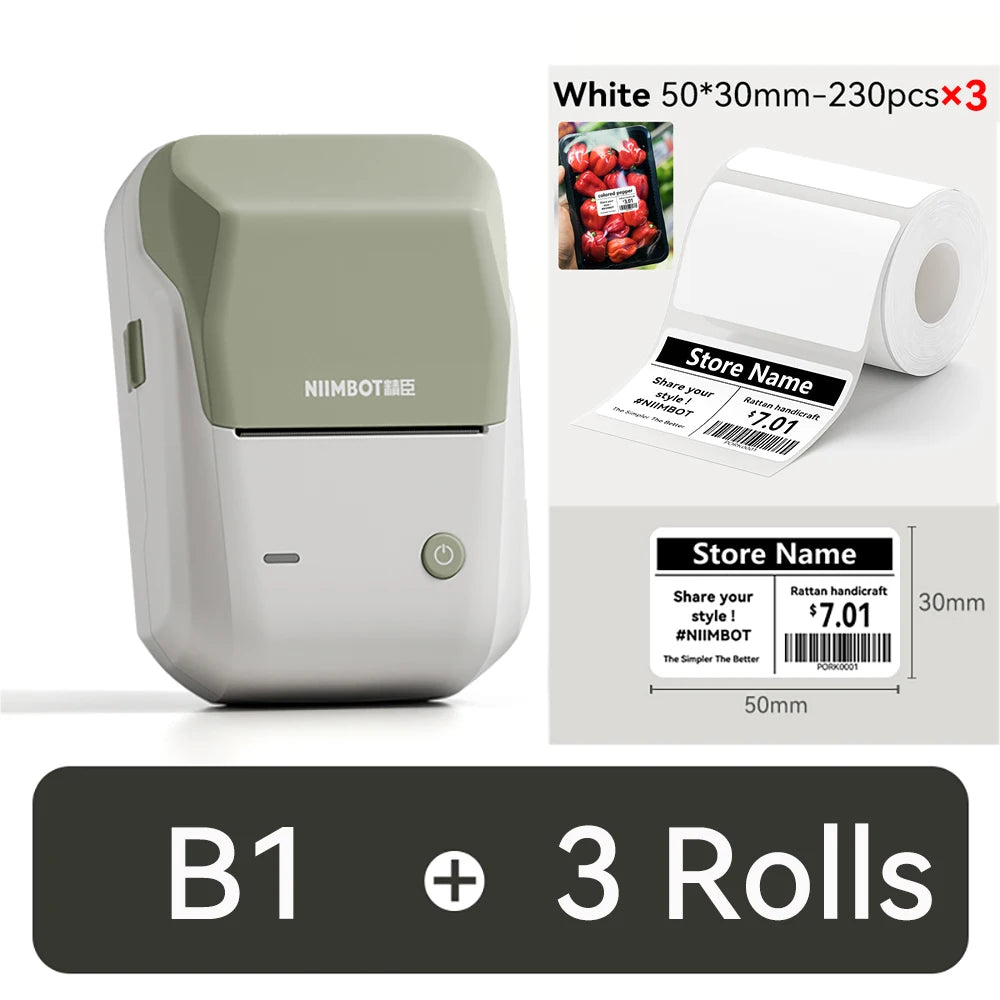NIIMBOT B1 Portable 2-Inch Thermal Label Printer – Mini Bluetooth Sticker & Adhesive Tape Printer for Smartphones & PC