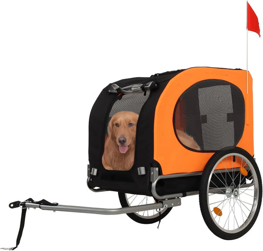 Foldable Dog Bike Trailer - Quick-Release 88Lbs Capacity Pet Carrier with Universal Coupler