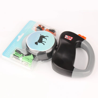 Dual Dog Retractable Leash for 2 Dogs – 10ft Auto-Untangle Reflective Leads, 50lbs Per Dog, Color-Coded Control