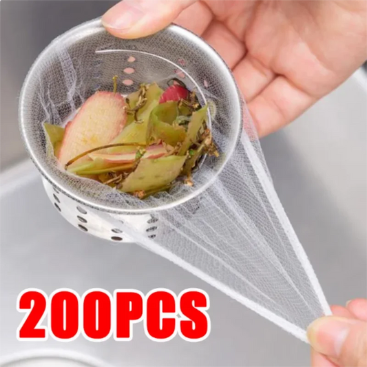 50–200pcs Disposable Sink Strainer Bags – Anti-Clog Garbage Mesh for Kitchen & Sewer Drains