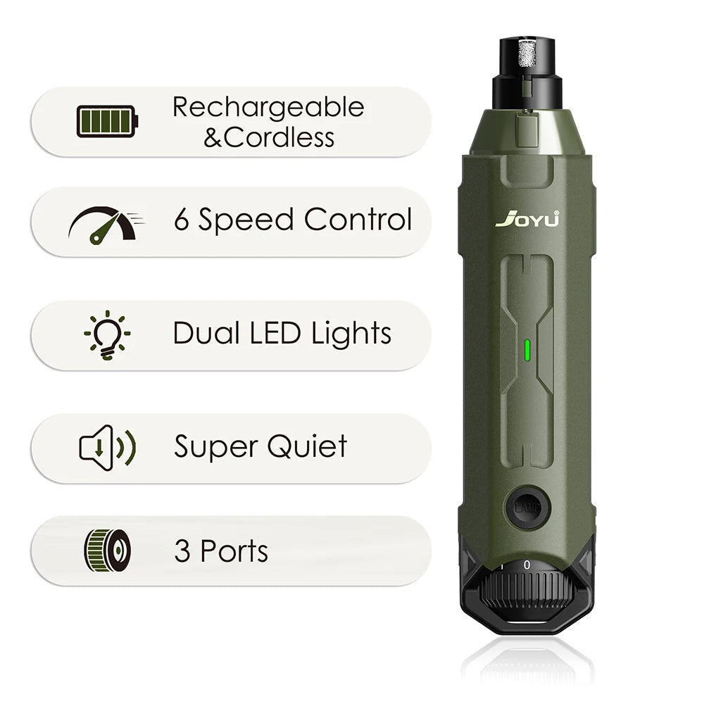 6-Speed Electric Dog Nail Grinder – Super Quiet Rechargeable Pet Nail Trimmer