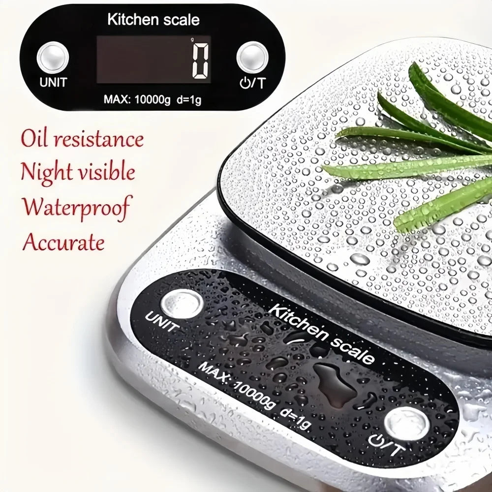Digital Kitchen Scale 10kg/1g – Stainless Steel LCD Electronic Food Scale for Baking, Coffee & Jewelry