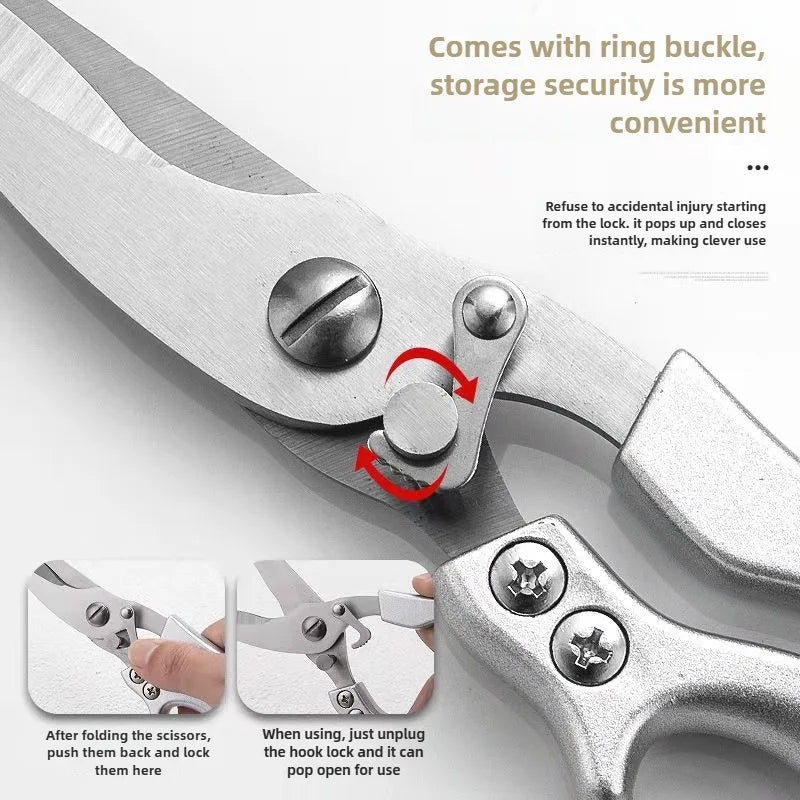 Stainless Steel Kitchen Food Scissors, A Multifunctional Kitchen Tool Suitable for Cutting Chicken Bones, Fish, and Vegetables