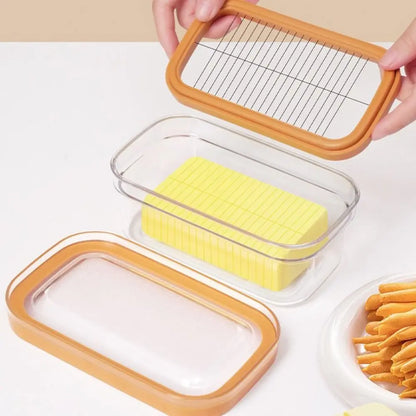 Kitchen Gadgets Hand Press Butter Keeper Plastic with Sealing Lid Butter Slicing Box Anti-Scratch Butter Slice Container Fridge