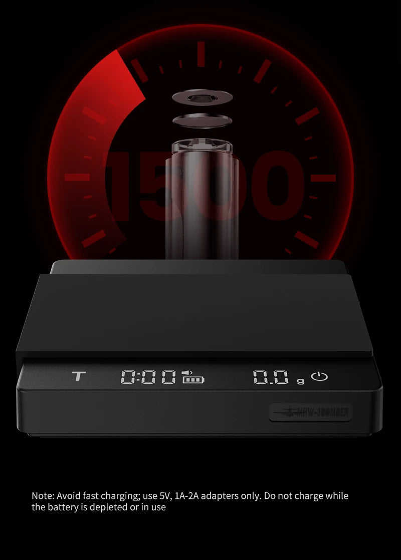 MHW-3BOMBER Digital Coffee Scale – High-Precision Rechargeable Espresso Kitchen Scale