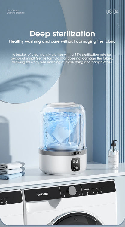 Wireless Underwear Washing Machine 1.5L – Portable Rechargeable Socks Cleaner with Blue Light