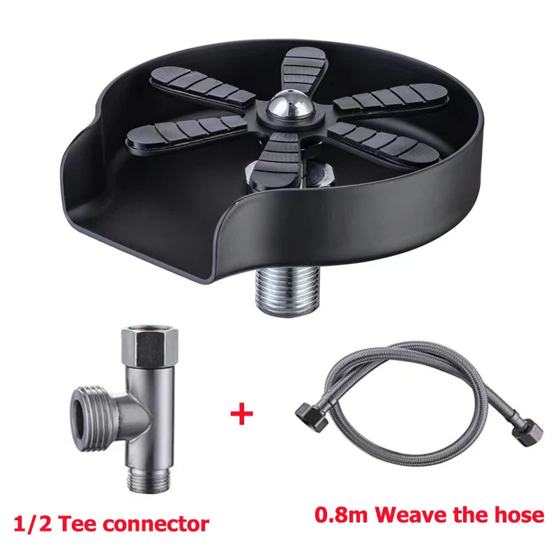 Kitchen Sink Cup Washer Automatic Stainless Steel Pressure Spray Washer Cup Cleaning Tool Faucet Bar Rinser Coffee Pitcher