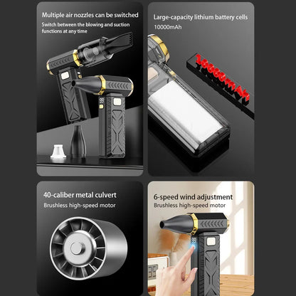 M18 Brushless Turbo Jet Blower 400000RPM – Powerful Portable Electric Dust Cleaner, 53m/s Wind, Type-C Charging (Violent Fan)