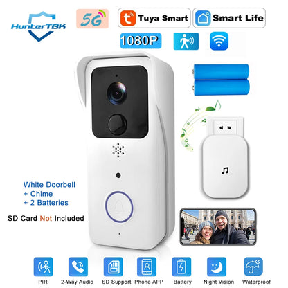 Smart 5G & 2.4G WiFi Video Doorbell – 1080P HD, Wireless Outdoor Camera with Waterproof Intercom & Real-Time Alerts