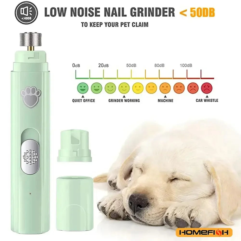 Electric Dog Nail Grinder & Pet Nail Clipper – USB Rechargeable Painless Nail Trimmer with Polisher Wheel for Small & Large Pets