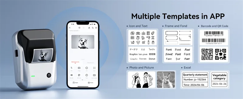 NIIMBOT B1 Portable 2-Inch Thermal Label Printer – Mini Bluetooth Sticker & Adhesive Tape Printer for Smartphones & PC