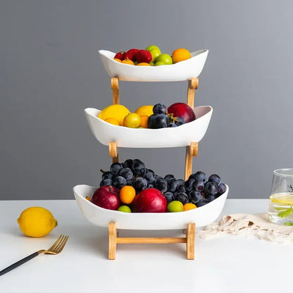 Kitchen Living Room Home Three-Layer Fruit Plate Candy Dish Creative Modern Dried   Basket Snack  Dessert Plate