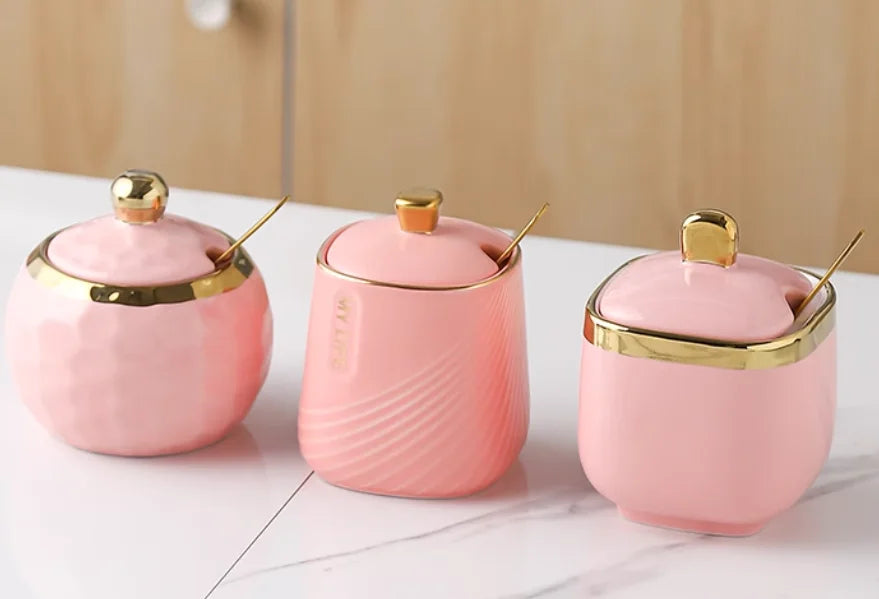 Kitchen Supplies, Ceramic Seasoning Jar, Salt and Pepper Shakers, Seasoning Box, Vinegar Pot, Spice Jar, Seasoning Organizer