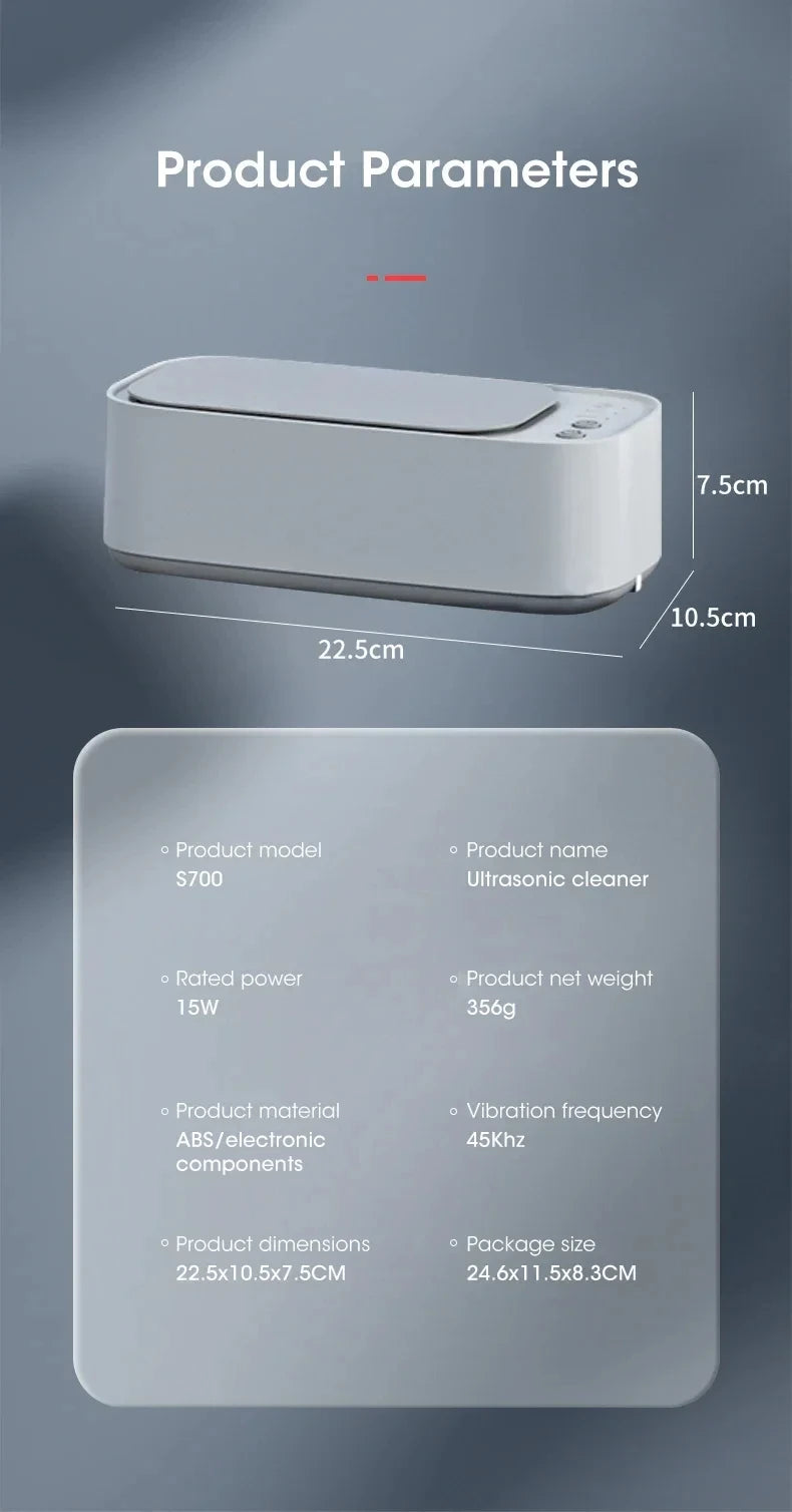 Mini Ultrasonic Cleaner – High-Frequency Vibration Cleaning Machine for Glasses, Jewelry & Pacifiers