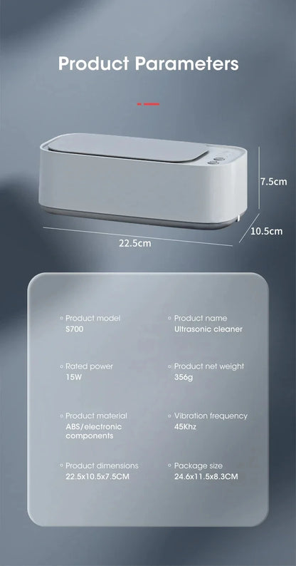 Mini Ultrasonic Cleaner – High-Frequency Vibration Cleaning Machine for Glasses, Jewelry & Pacifiers
