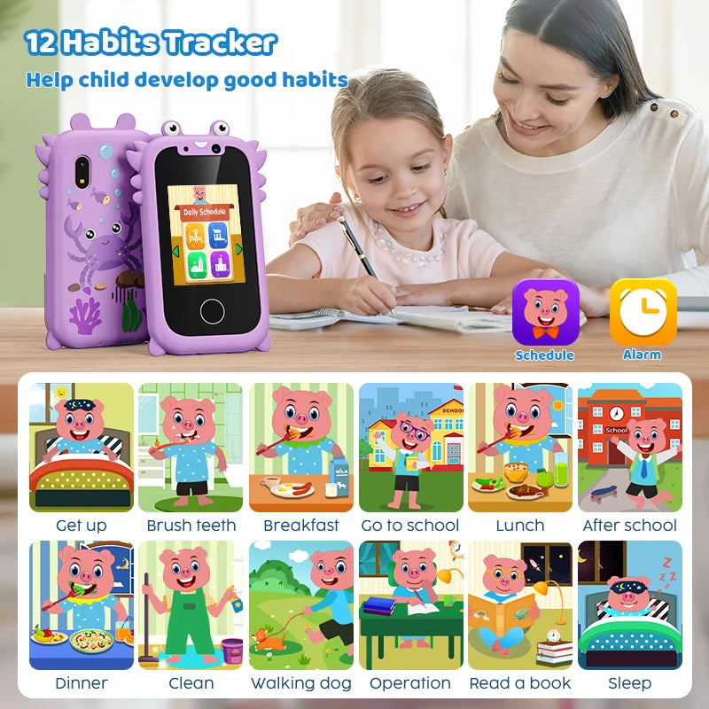 Kids Smart Phone Toy with Touchscreen & Camera | Toddler Learning Cell Phone for Girls | Christmas Birthday Gift with Games & Music