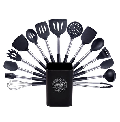 Quality Silicone Utensils Set Kitchen Cooking Tools Non Stick Kitchenware Accessories Heat Resistant Spatula Spoon Kit