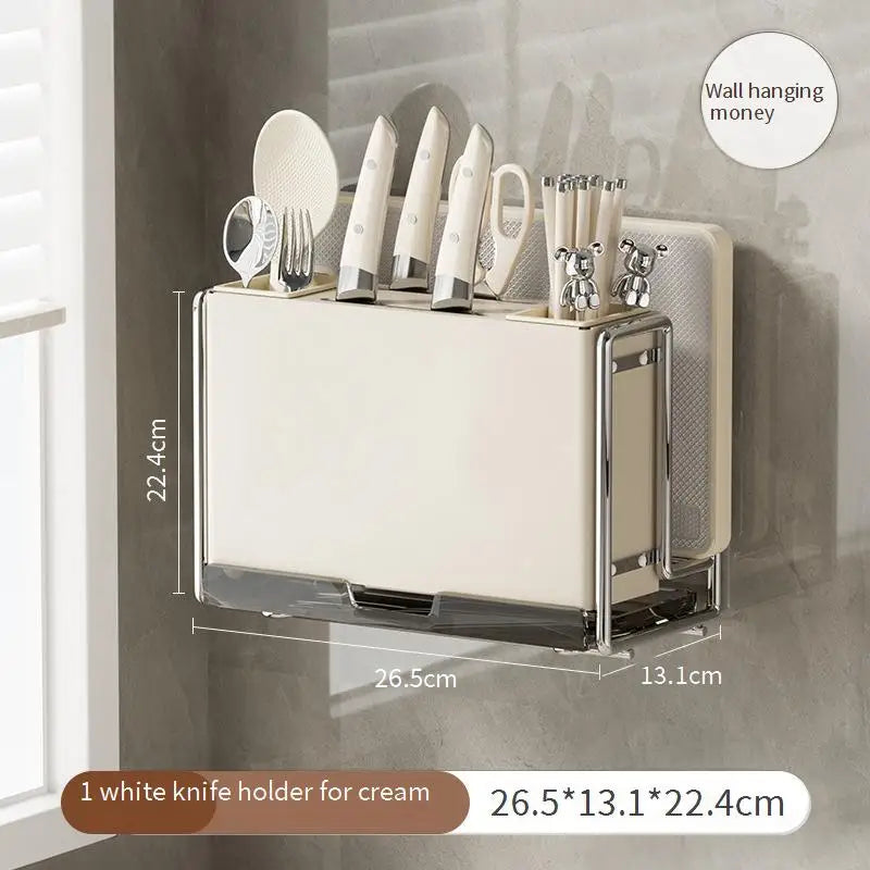 Magnetic Knife Holder and Cutting Board Combo Stainless Steel Knife Storage Rack Kitchen Knife Holder CreaminsMultifunctional