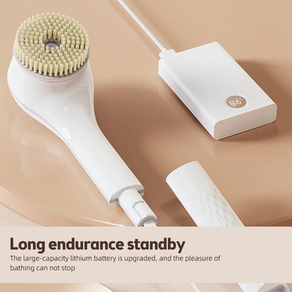 Electric Shower Brush – Rechargeable IPX7 Waterproof, 3-Speed 6-in-1 Wireless Body Scrubber