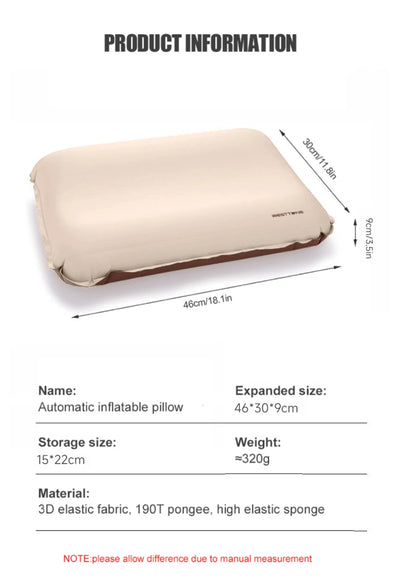 Camping Pillow – Portable Self-Inflating 3D Ultralight Compact Sleeping Pillow for Outdoor Travel & Neck Support