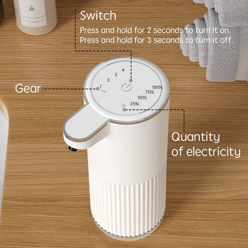 HQ Automatic Foam Soap Dispenser – 360ML Touchless Liquid Dispenser, Type-C Rechargeable, White