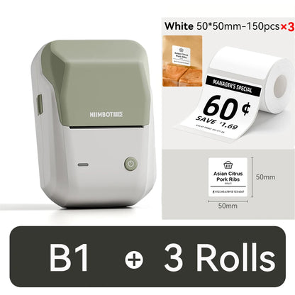 NIIMBOT B1 Portable 2-Inch Thermal Label Printer – Mini Bluetooth Sticker & Adhesive Tape Printer for Smartphones & PC