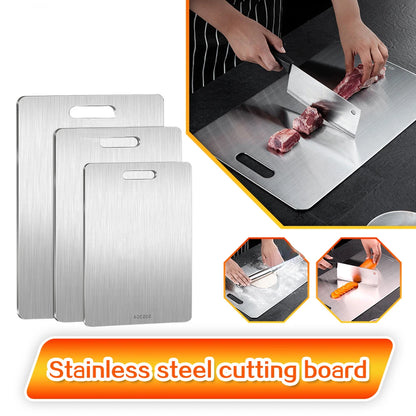 316 Stainless Steel Double-Sided Cutting Board – Thickened Kitchen Chopping & Dough Kneading Board