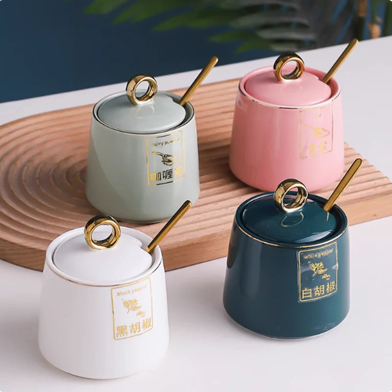 Kitchen Supplies, Ceramic Seasoning Jar, Salt and Pepper Shakers, Seasoning Box, Vinegar Pot, Spice Jar, Seasoning Organizer