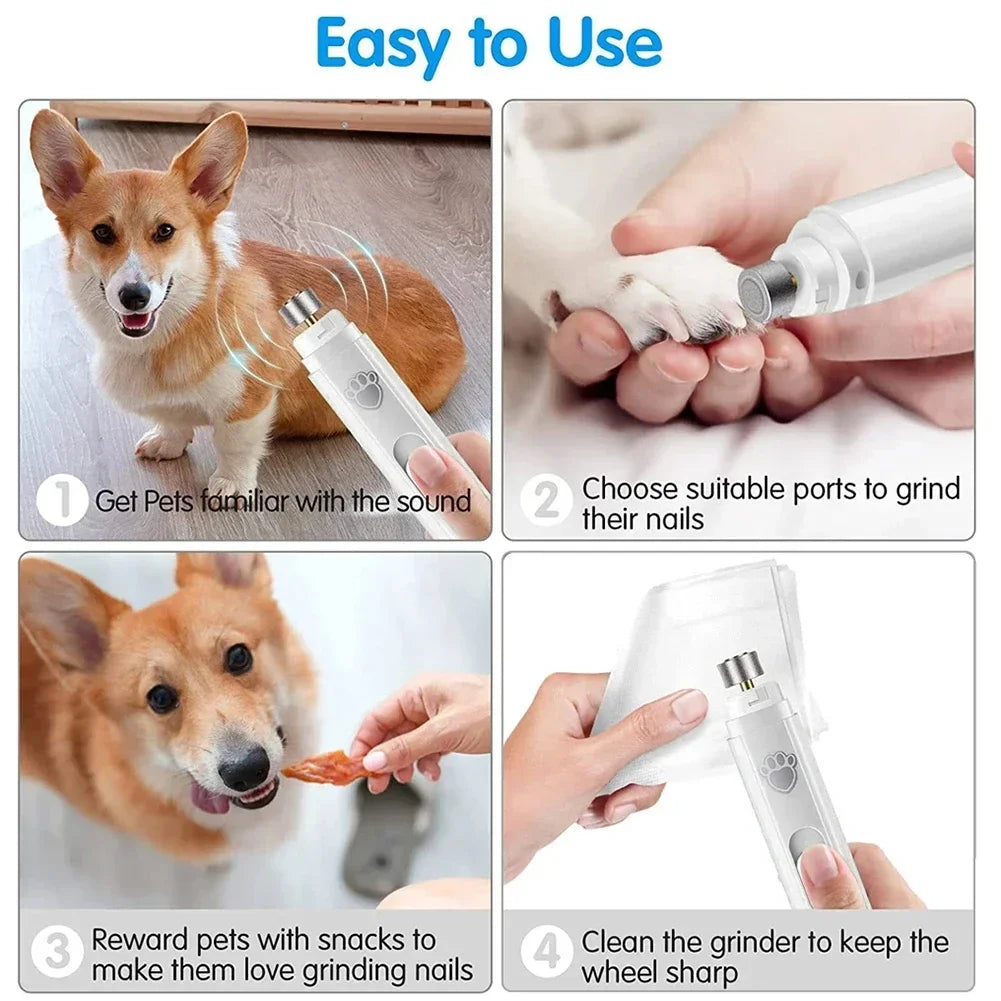 Electric Dog Nail Grinder & Pet Nail Clipper – USB Rechargeable Painless Nail Trimmer with Polisher Wheel for Small & Large Pets