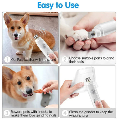 Electric Dog Nail Grinder & Pet Nail Clipper – USB Rechargeable Painless Nail Trimmer with Polisher Wheel for Small & Large Pets
