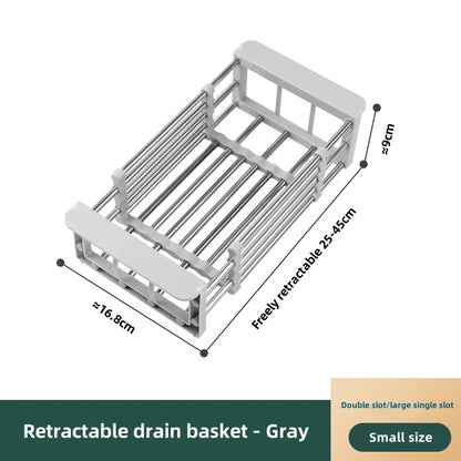 Kitchen Drain Rack Stainless Steel Retractable Sink Rack Storage Rack Household Tableware And Dishes Storage Rack