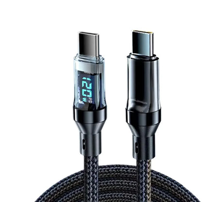 120W Super Fast Charging Cable – USB-A to USB-C & USB-C to USB-C with LED Display (Not Compatible with Xiaomi/iPhone/Samsung)